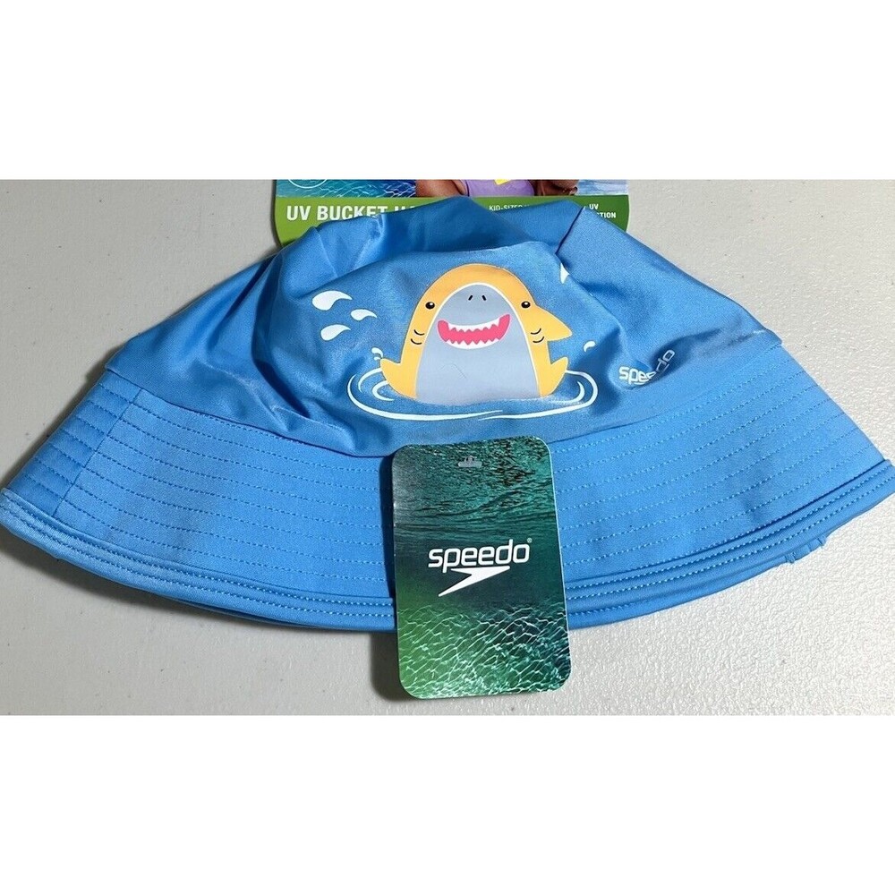 Speedo Kids UV +50 Shark Bucket Hat L/XL Blue Toddler Beach - NEW - Picture 2 of 2